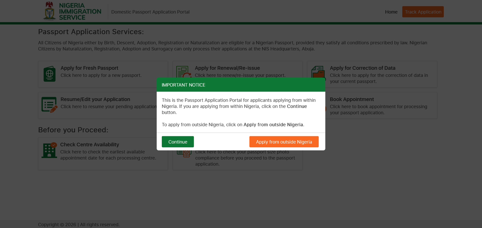 Nigerian Passport Appointment Portal